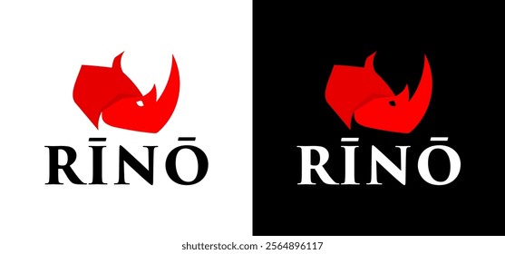 Rhino head logo design vector illustration template.