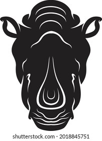 Rhino head logo or icon in black and white color
