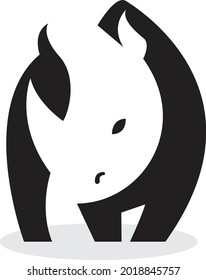 Rhino head logo or icon in black and white color

