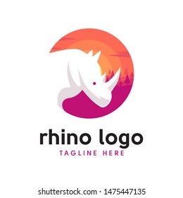 Rhino Head Logo Negative Wildlife Nature Landscape Rhino Logo