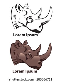 rhino head logo, simple vector illustration
