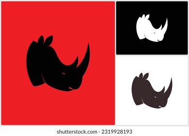 Ilustración de diseño de icono del vector de la plantilla de logotipo de la cabeza del rinoceronte