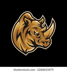 Rhino head mascot esport logo template, Rhino logo design vector
