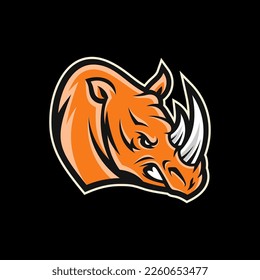 Rhino head mascot esport logo template, Rhino logo design vector