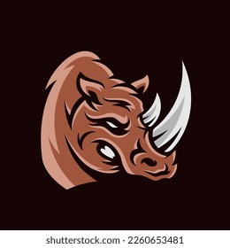 Rhino head mascot esport logo template, Rhino logo design vector