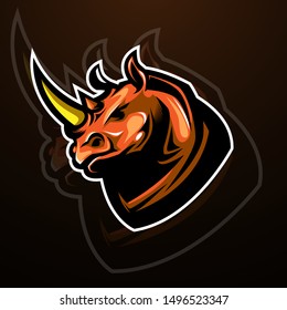 rhino head mascot illustration, sporty logo concept, animal design concept