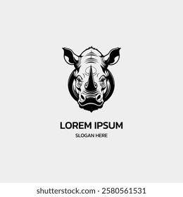 rhino head minimalist logo design