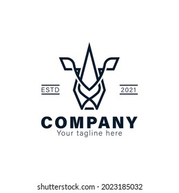 rhino head monoline logo for your business, with a simple, modern, vintage, monoline, and elegant style you can have now