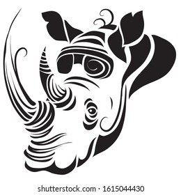rhino head on a white background, style, art, logo,