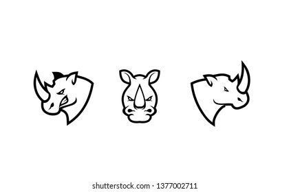 rhino head oultine logo icon designs vector illustration sport