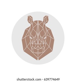 Rhino head. Polygonal silhouette. Vector illustration.