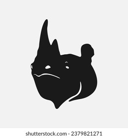 rhino head. for print, icon, logo, sticker, and other designs. monochrome vector illustration.