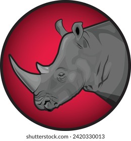 Rhino head with red round shape vector