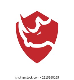 Rhino Head Shield Logo Design Vector