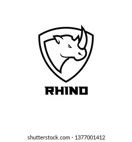 rhino head shield outline logo icon designs vector illustration sport