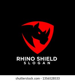 rhino head shield with strong security icon logo template vector icon illustration