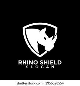 rhino head shield with strong security icon logo template vector icon illustration