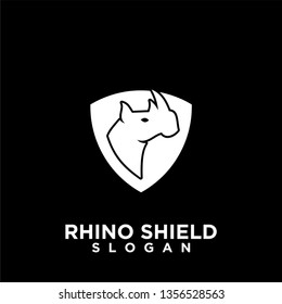 rhino head shield with strong security icon logo template vector icon illustration