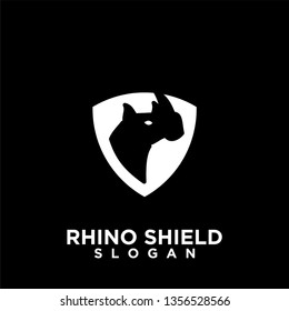rhino head shield with strong security icon logo template vector icon illustration