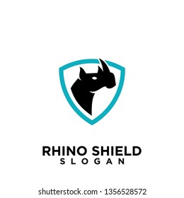 rhino head shield with strong security icon logo template vector icon illustration