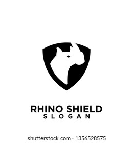 rhino head shield with strong security icon logo template vector icon illustration