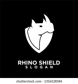 rhino head shield with strong security icon logo template vector icon illustration