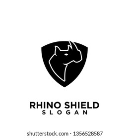rhino head shield with strong security icon logo template vector icon illustration