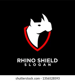 rhino head shield with strong security icon logo template vector icon illustration