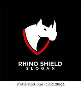 rhino head shield with strong security icon logo template vector icon illustration