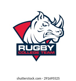 rhino head sport logo. Rugby badge template