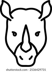 Rhino cabeça vetor arte, ícone, logotipo e gráficos. Contorno de cabeça de rinoceronte e design de ilustração de arte. Cabeça de leão preto e branco.