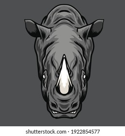 rhino head vector illustration, can be used for mascot, logo, apparel and more