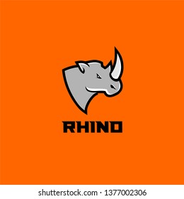 rhino head white orange background logo icon designs vector illustration sport