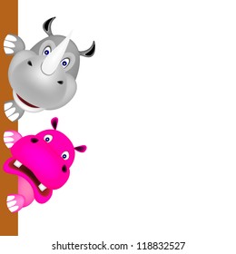 rhino and hippo smile