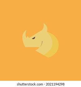 Rhino horn logo isolated on a yellow background