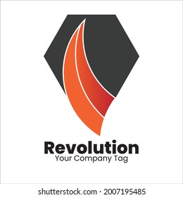 Rhino horn Logo. with simple shape for new company