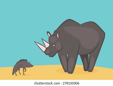 Rhino and hyena