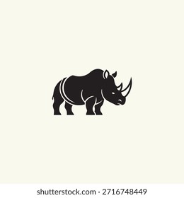 Diseño de Vector plano de icono de rinoceronte.