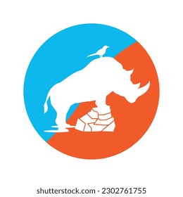 Rhino icon logo,illustration design template.