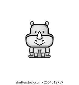 Rhino icon on white background. Cartoon rhino icon animal concept.