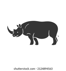 Rhino Icon Silhouette Illustration. Animal Africa Rhinoceros Vector Graphic Pictogram Symbol Clip Art. Doodle Sketch Black Sign.