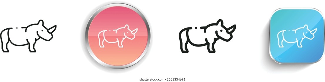 rhino icon. Thin Linear, Regular and Button Style Design Isolated On White Background