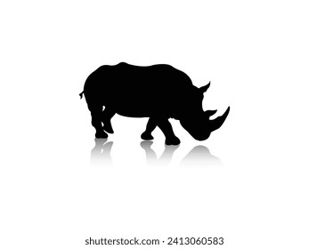 Rhino icon vector. Rhino silhouette isolated on white background. Vector Illustration