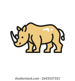 Rhino icon walks savannah minimal illustration graphic vector