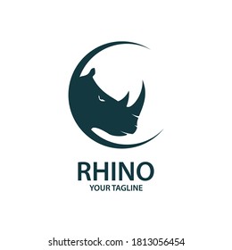 Rhino illustration logo silhouette vector design