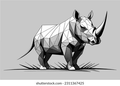 Rhino illustration. Vector eco rhinoceros. Isolated poligonal rhinoceros.