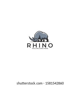 Rhino Illustration Vector Template. Suitable for Creative Industry, Multimedia, entertainment, Educations, Shop, and any related business