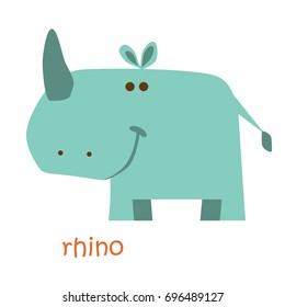 Rhino isolated. Drawing rhinoceros for a child