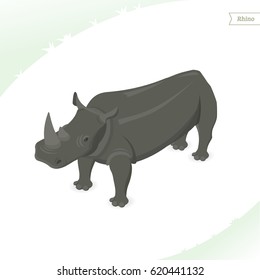 Rhino isolated on white background. Isometric view. Vector illustration.