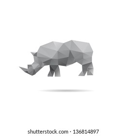 Rhino isolated on a white backgrounds, vector illustration